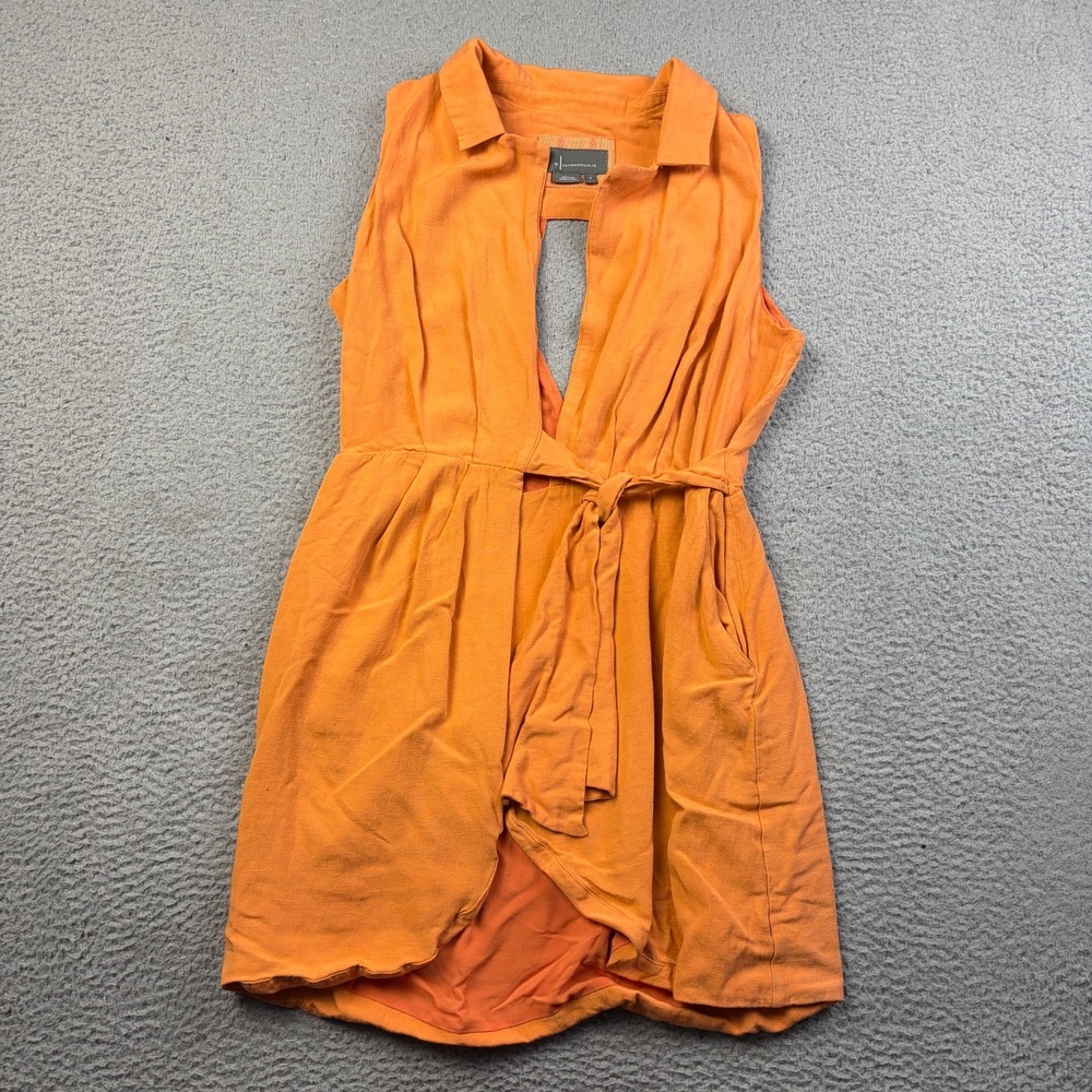 Anthropologie Dress Womens Small Orange Cutout Open Back Tie Waist Sleeveless